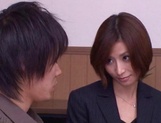 Sizzling Japanese office lady Akari Asahina gives a handjob picture 17