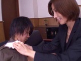 Sizzling Japanese office lady Akari Asahina gives a handjob picture 60
