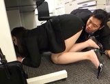 Long-haired Japanese milf gets fucked under a table picture 16