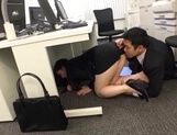 Long-haired Japanese milf gets fucked under a table picture 21