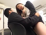 Long-haired Japanese milf gets fucked under a table picture 86