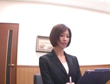 Beautiful office lady in sexy pantyhose Akari Asahina makes a guy jerk off