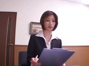 Skinny office lady Akari Asahina gets her boobs teased and pussy banged