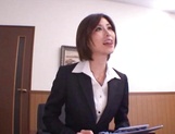 Asian office lady Akari Asahina gets her horny pussy licked
