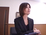 Naughty hand job from office lassie Akari Asahina