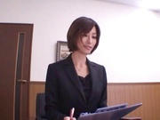 Naughty hand job from office lassie Akari Asahina