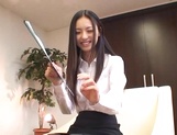Aino Kishi Asian babe in an office suit gives amazing blowjob