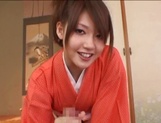 Japanese milf in sexy red kimono gets hardcore banging picture 10