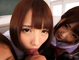 Superb Japanese schoolgirl group fuck with four beauties picture 29