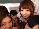 Superb Japanese schoolgirl group fuck with four beauties picture 31