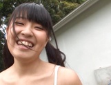 Japanese cheerleader Airi Satou gets hardcore facial at outdoor