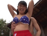 Japanese cheerleader Airi Satou gets hardcore facial at outdoor picture 54
