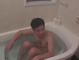 Hot Japanese AV model and teen friends enjoy foursome bathing