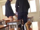 Sful Japanese schoolgirl Mao Andoh deepthroats her classmates picture 12