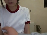 Asian teen Miu Mizuno loves to suck cock in the toilet picture 21