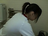 Asian teen Miu Mizuno loves to suck cock in the toilet picture 75