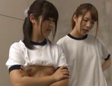 Naughty Asian teen lesbians enjoying group dildo pleasures picture 77