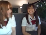 Arousing and horny Asian schoolgirls are into car sex