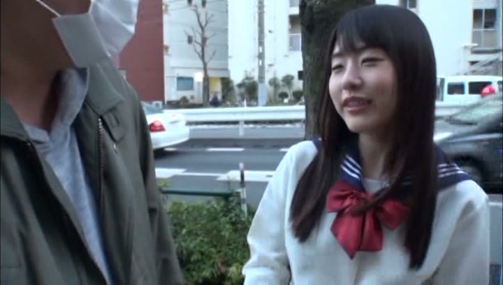 Hottie in school uniform, Tsubomi enjoys stroking cocks