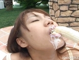 Izumi Yamaguchi Naughty Asian babe Masturbates With Vegetables picture 35