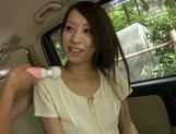 Naughty Asian milf gets hot pussy masturbation in the car picture 15