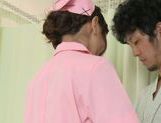 Frisky nurse Nono Mizusawa gets her trimmed pussy drilled picture 43