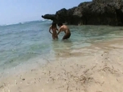 Akina Asian doll gets some sex on the beach