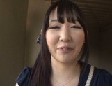 Hot brunette Asian girl with shaved pussy Kurumi Tanigawa sucks cock picture 12