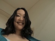 Delicious Asian milf strips and gives her lover a cute throat job