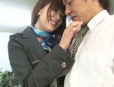 Hot milf Yui Hatano in office suit gets hairy pussy banged picture 16