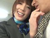 Hot milf Yui Hatano in office suit gets hairy pussy banged picture 19