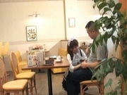 Yui Shimizu Cute Asian waitress gets a threesome