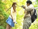 Nana Ootone Lovely Asian reporter is nude in the woods