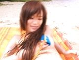 Rio Fujisaki Lovely Asian teen is fucked on the beach
