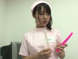 Playful nurse Tsubomi arranges a kinky toy insertion to her patient picture 13