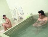 Hot mature Asian babe is in the bath with her guy