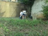 Asian sweetie and her guy having sex on the steps outside picture 12