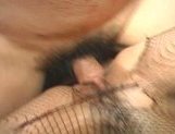 Yummy hottie Kaoruko demonstrates anal and pussy in fishnet pantyhose picture 24
