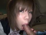 Kinky Japanese teen blows hot guy in a car swallowing jizz picture 56