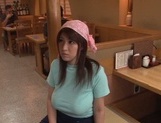 Lustful housewife with huge boobs Rina Araki enjoys food in vagina picture 13