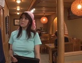 Lustful housewife with huge boobs Rina Araki enjoys food in vagina