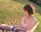 Short-haired milf Nao Mizuki rides her lover?s cock on pov outdoors picture 23