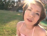 Short-haired milf Nao Mizuki rides her lover?s cock on pov outdoors picture 53