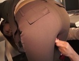 Sexy office lady in trouser suit Nozomi Yui gives a great head job picture 28