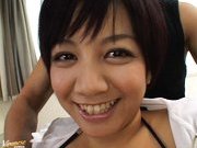Meguru Kosaka Asian doll has two to play with her titties