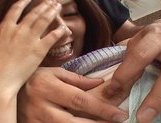Erika San is Asian hoousewife who likes to surprise her husband with a hard sex session. picture 22