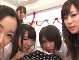 Crazy Japanese teen gals involve a sexy massive guy into a wild gang picture 21