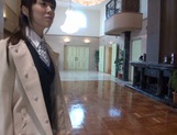 Naughty Asian office lady Shizuku Memori gives a cute foot job