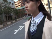 Naughty Asian office lady Shizuku Memori gives a cute foot job