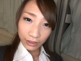 Alluring Asian office chick jerks off cock and deepthroats it on pov picture 33